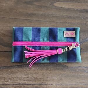 Makeup Junkie Exclusive Cabana Navy Pink Accents Mini Bag NWOT